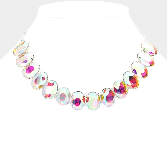 Jewelry - Aurora Borealis Oval Crystal Necklace